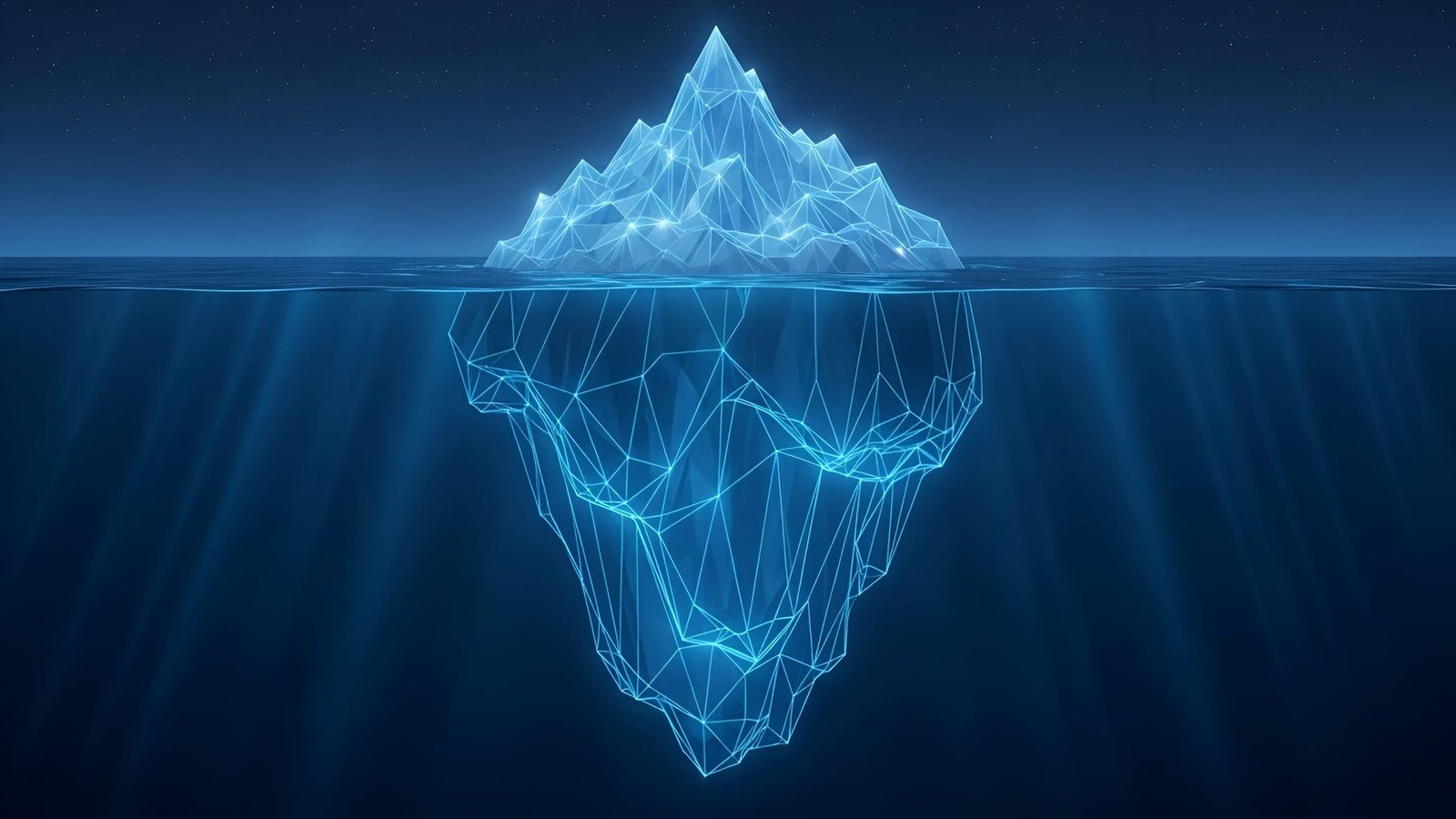 Iceberg with most of its mass hidden below the waterline — representing the underlying business problems that more marketing won't fix